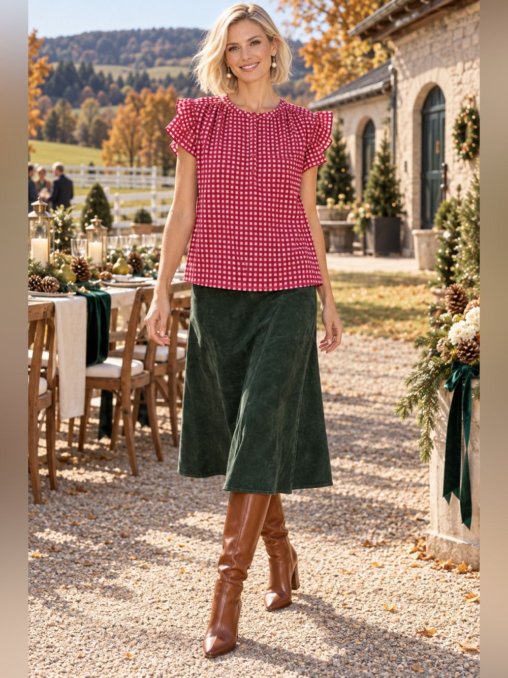 🍓Ann Taylor Hot Pink & White Checked Short Sleeve Blouse